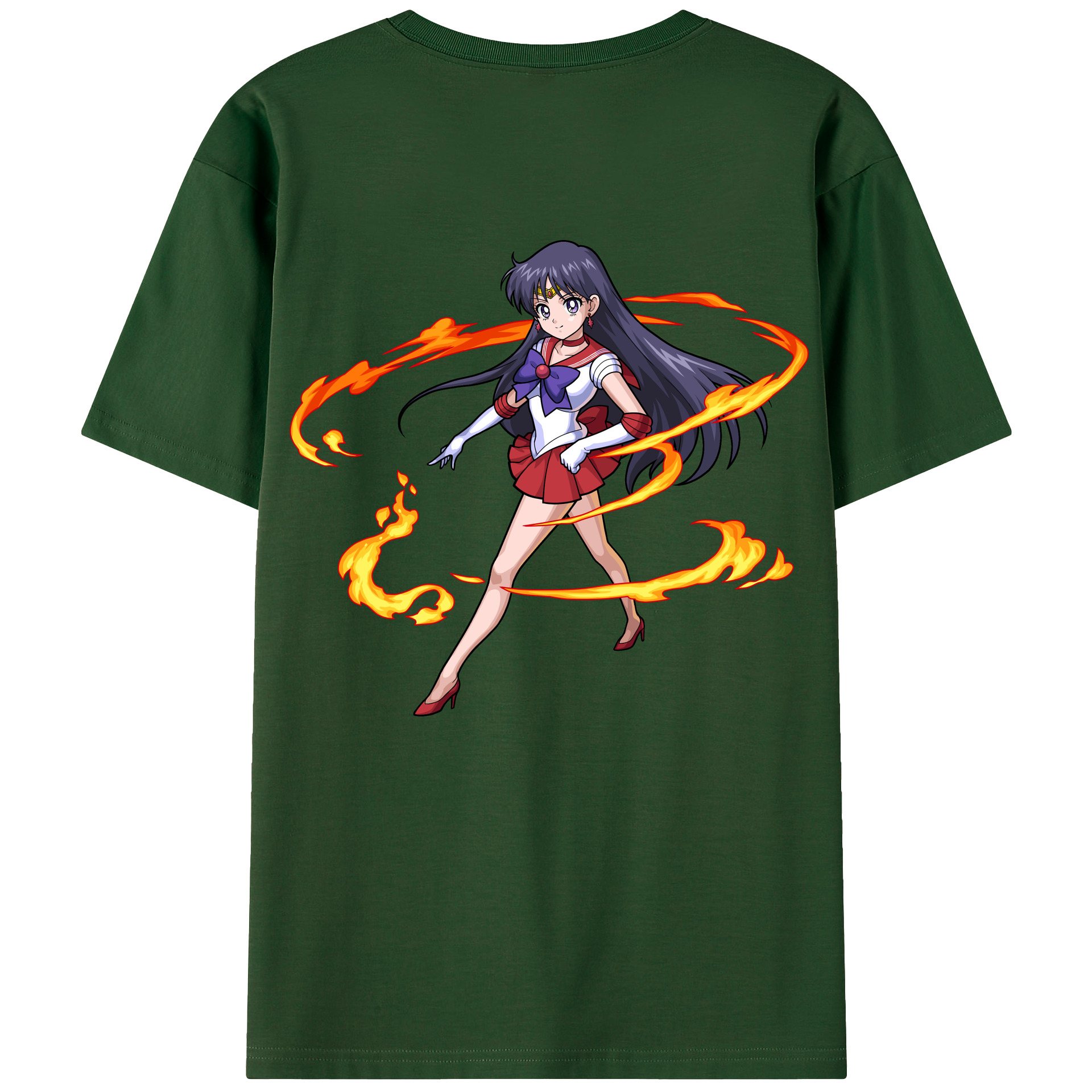 （画像用） 美少女戦士セーラームーン 火野レイ ひの レイ Sailor Moon Hino Rei （セーラーマーズ,Sailor Mars） 綿100％半袖Tシャツ（背面プリント）